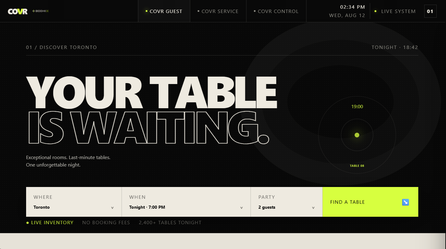 COVR reservation app preview