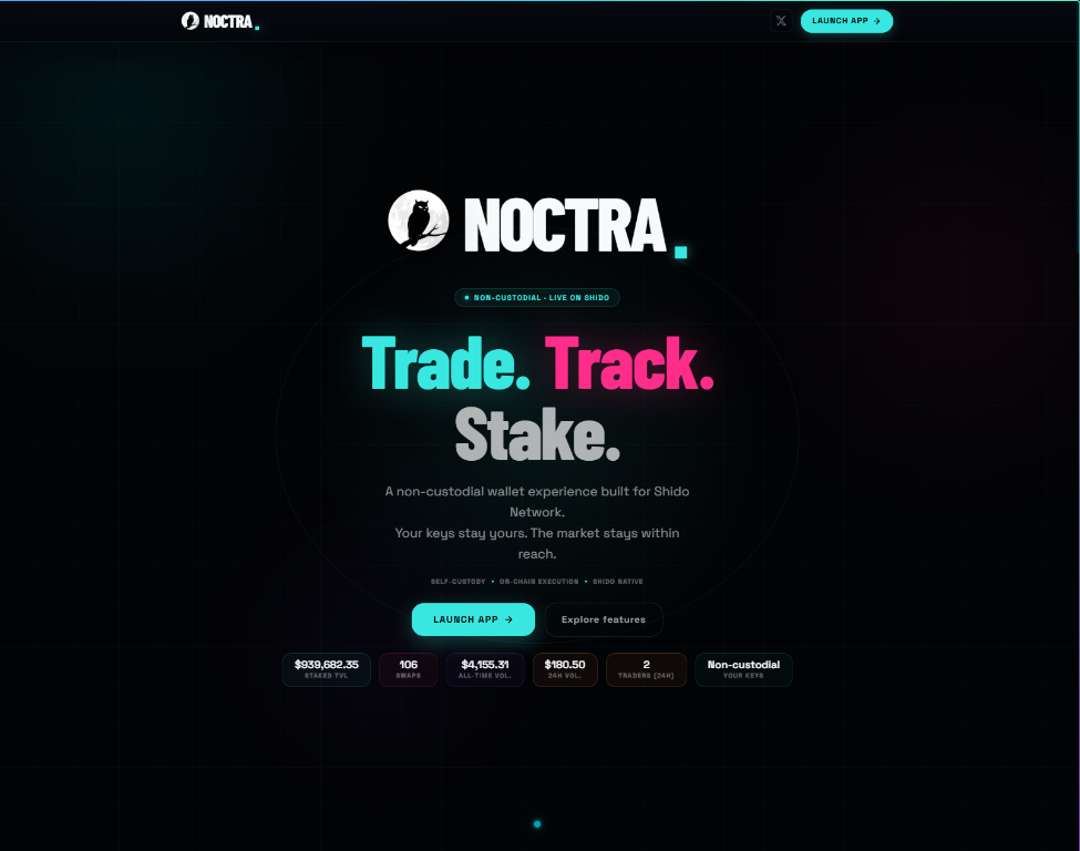Noctra desktop landing page