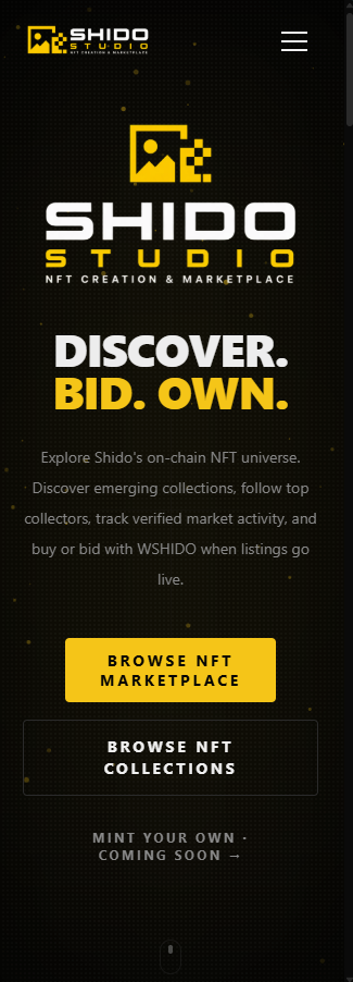 Shido Studio mobile landing page